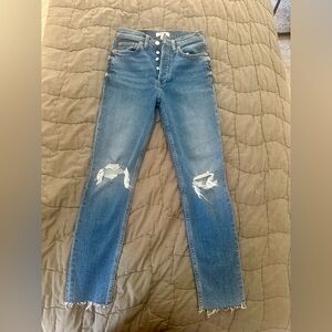 Re/Done 90's High Rise Dusk Destroy Ankle Crop Jeans Distressed Size 25 & 27